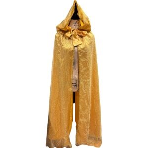 GOLD Sheer hooded masquerade costume cape cloak satin / mesh  size M